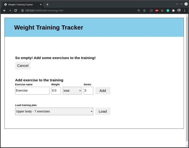 All trainings view