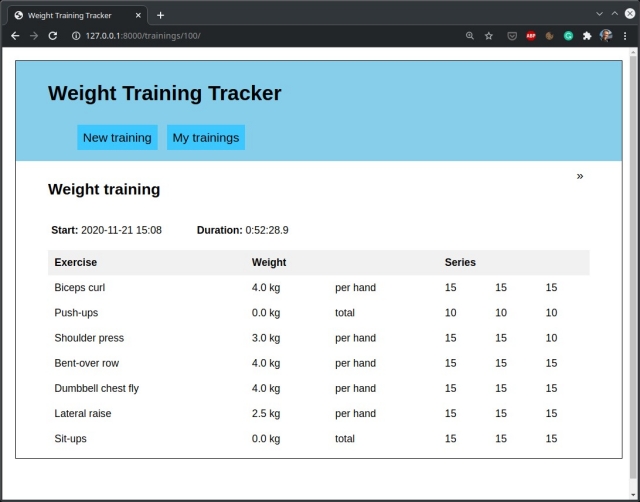 All trainings view